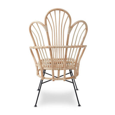 Orsina Java Natural Rattan and Black Metal Dining Accent Chair