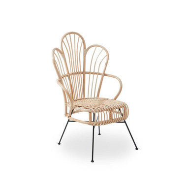 Orsina Java Natural Rattan and Black Metal Dining Accent Chair
