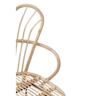 Orsina Java Natural Rattan and Black Metal Dining Accent Chair