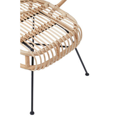 Orsina Java Natural Rattan and Black Metal Dining Accent Chair