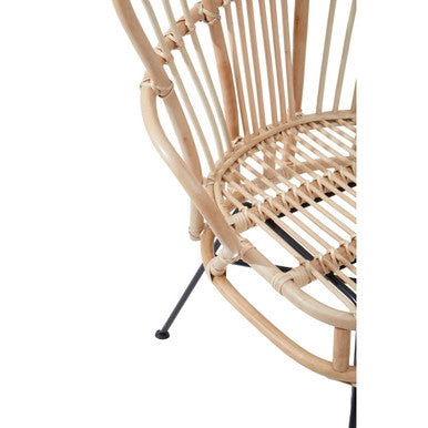 Orsina Java Natural Rattan and Black Metal Dining Accent Chair