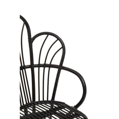 Orsina Java Black Rattan Scalloped Back Chair – Modern Metal Frame