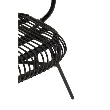Orsina Java Black Rattan Scalloped Back Chair – Modern Metal Frame