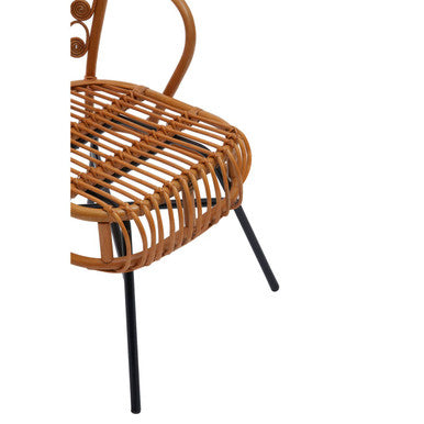 Orsina Java Natural Rattan Scalloped Back Accent Chair – Metal Base