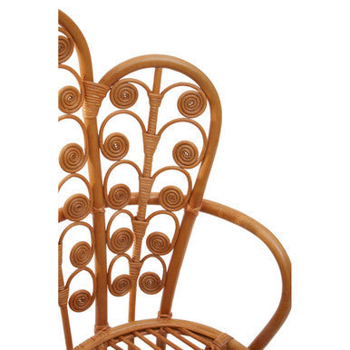Orsina Java Natural Rattan Scalloped Back Accent Chair – Metal Base