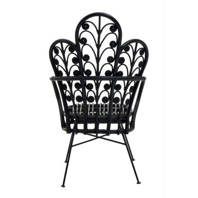 Orsina Java Black Rattan Scalloped Back Accent Chair – Handwoven