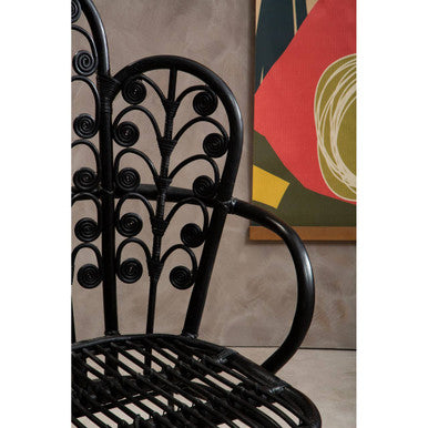 Orsina Java Black Rattan Scalloped Back Accent Chair – Handwoven