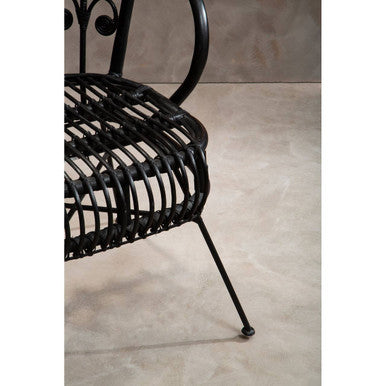 Orsina Java Black Rattan Scalloped Back Accent Chair – Handwoven