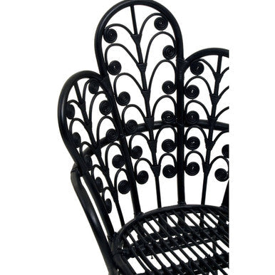 Orsina Java Black Rattan Scalloped Back Accent Chair – Handwoven