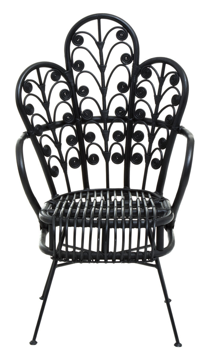 Orsina Java Black Rattan Scalloped Back Accent Chair – Handwoven