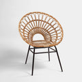 Orsina Java Natural Rattan Flared Back Accent Chair | Black Metal Frame
