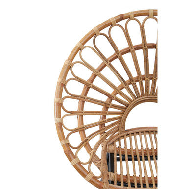 Orsina Java Natural Rattan Flared Back Accent Chair | Black Metal Frame