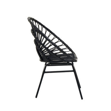 Orsina Java Black Natural Rattan Flared Back Modern Accent Chair