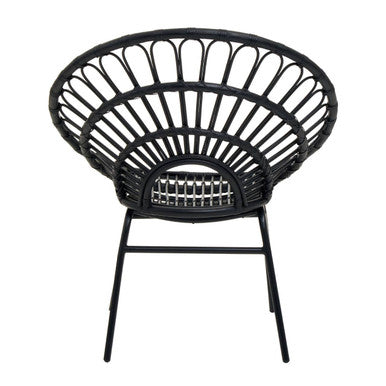 Orsina Java Black Natural Rattan Flared Back Modern Accent Chair