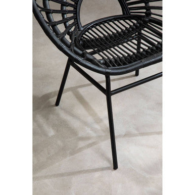 Orsina Java Black Natural Rattan Flared Back Modern Accent Chair