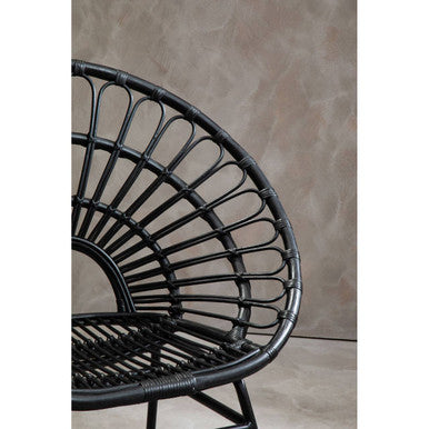 Orsina Java Black Natural Rattan Flared Back Modern Accent Chair