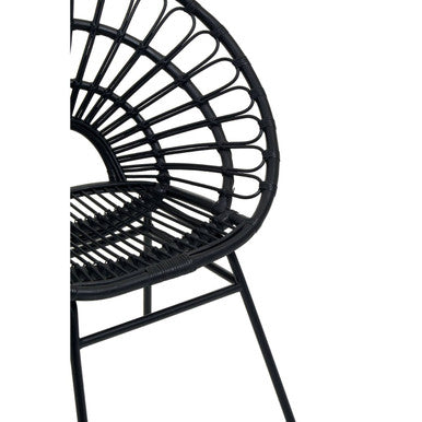 Orsina Java Black Natural Rattan Flared Back Modern Accent Chair