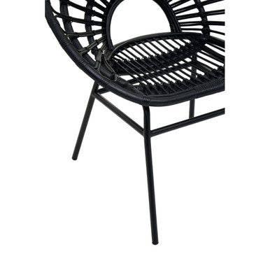 Orsina Java Black Natural Rattan Flared Back Modern Accent Chair