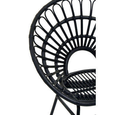 Orsina Java Black Natural Rattan Flared Back Modern Accent Chair