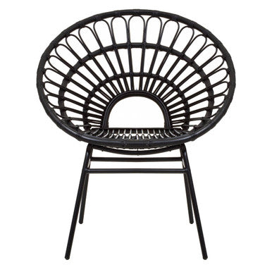 Orsina Java Black Natural Rattan Flared Back Modern Accent Chair