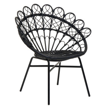 Orsina Java Black Natural Rattan Peacock Chair – Boho Accent Seating