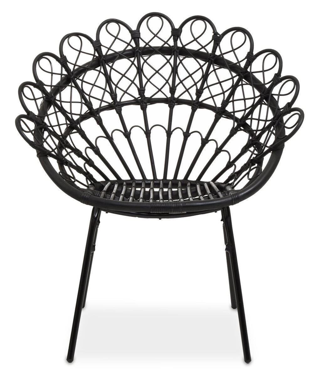 Orsina Java Black Natural Rattan Peacock Chair – Boho Accent Seating