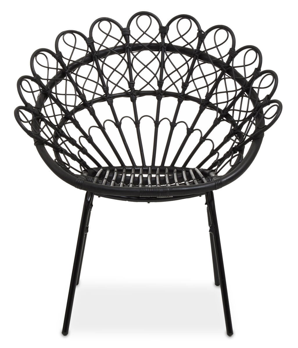 Orsina Java Black Natural Rattan Peacock Chair – Boho Accent Seating