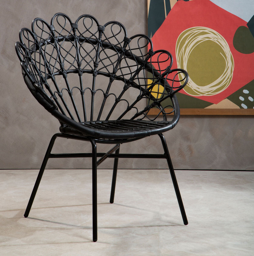 Orsina Java Black Natural Rattan Peacock Chair – Boho Accent Seating