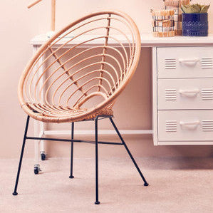 Orsina Java Natural Rattan Round Chair – Modern Coastal Accent Chair