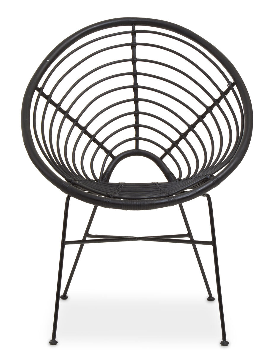 Orsina Java Black Natural Rattan Round Accent Chair – Modern Lounge