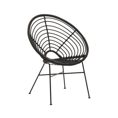 Orsina Java Black Natural Rattan Round Accent Chair – Modern Lounge