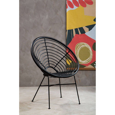 Orsina Java Black Natural Rattan Round Accent Chair – Modern Lounge
