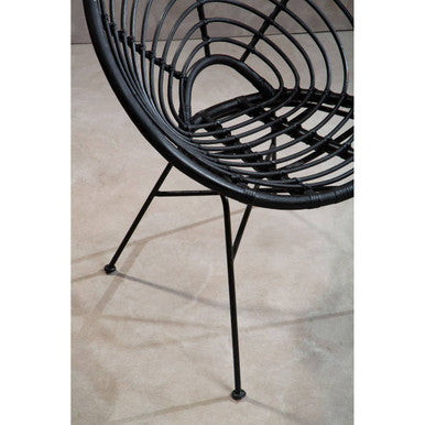 Orsina Java Black Natural Rattan Round Accent Chair – Modern Lounge
