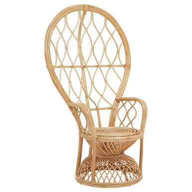 Orsina Java Natural Rattan Curved Accent Chair – Coastal High Back
