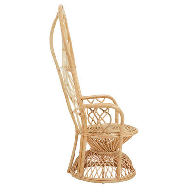 Orsina Java Natural Rattan Curved Accent Chair – Coastal High Back