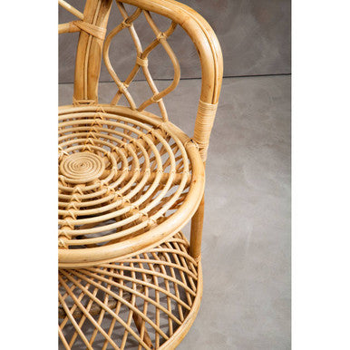 Orsina Java Natural Rattan Curved Accent Chair – Coastal High Back