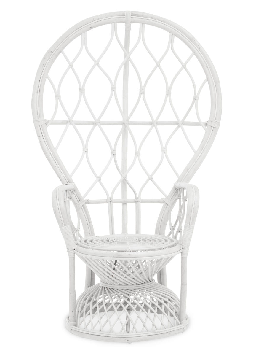 Orsina Java Grey and White Natural Rattan Curved Accent Chair