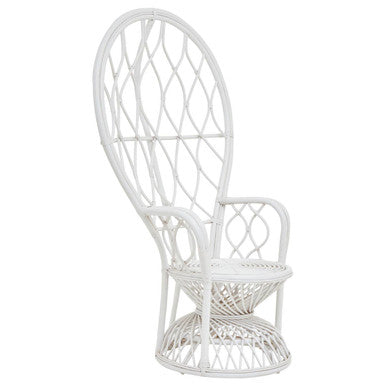 Orsina Java Grey and White Natural Rattan Curved Accent Chair