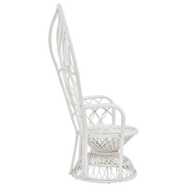 Orsina Java Grey and White Natural Rattan Curved Accent Chair