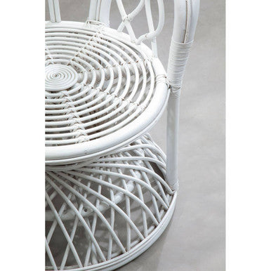 Orsina Java Grey and White Natural Rattan Curved Accent Chair