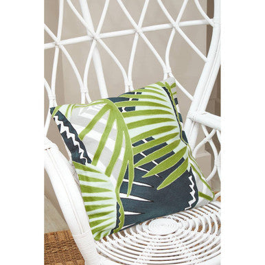 Orsina Java Grey and White Natural Rattan Curved Accent Chair