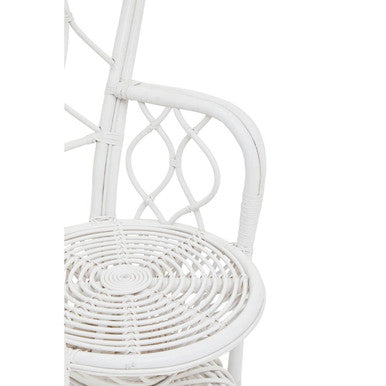 Orsina Java Grey and White Natural Rattan Curved Accent Chair