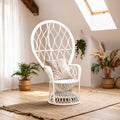 Orsina Java Grey and White Natural Rattan Curved Accent Chair