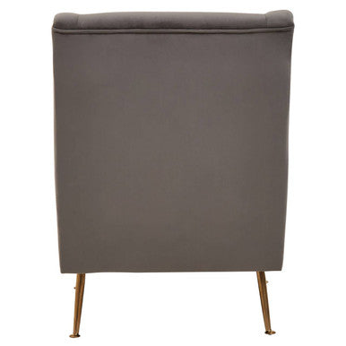 Orsina Doucet Grey Velvet Accent Chair with Gold Finish Legs