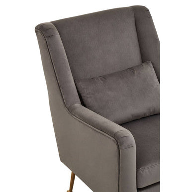 Orsina Doucet Grey Velvet Accent Chair with Gold Finish Legs