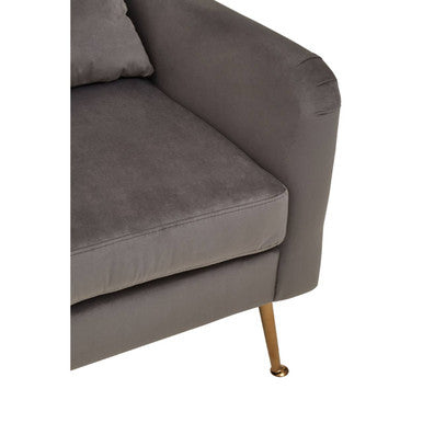 Orsina Doucet Grey Velvet Accent Chair with Gold Finish Legs