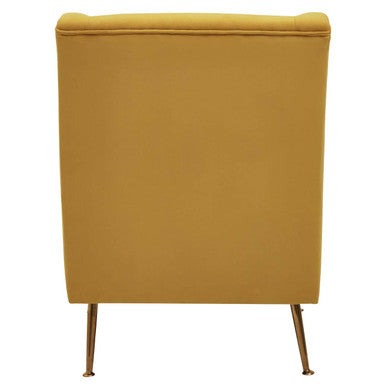 Orsina Yellow Velvet Accent Chair | Mid-Century Gold Finish Legs