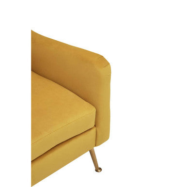 Orsina Yellow Velvet Accent Chair | Mid-Century Gold Finish Legs