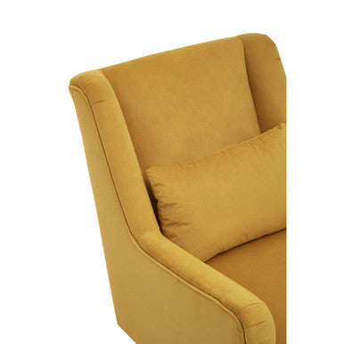 Orsina Yellow Velvet Accent Chair | Mid-Century Gold Finish Legs