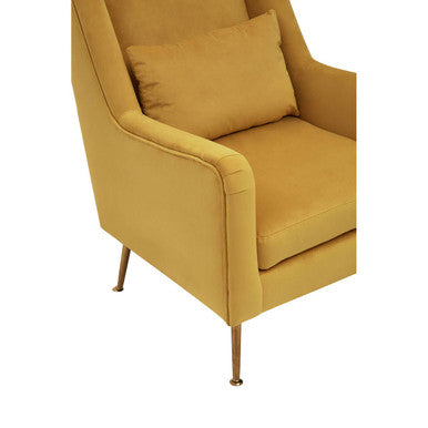 Orsina Yellow Velvet Accent Chair | Mid-Century Gold Finish Legs